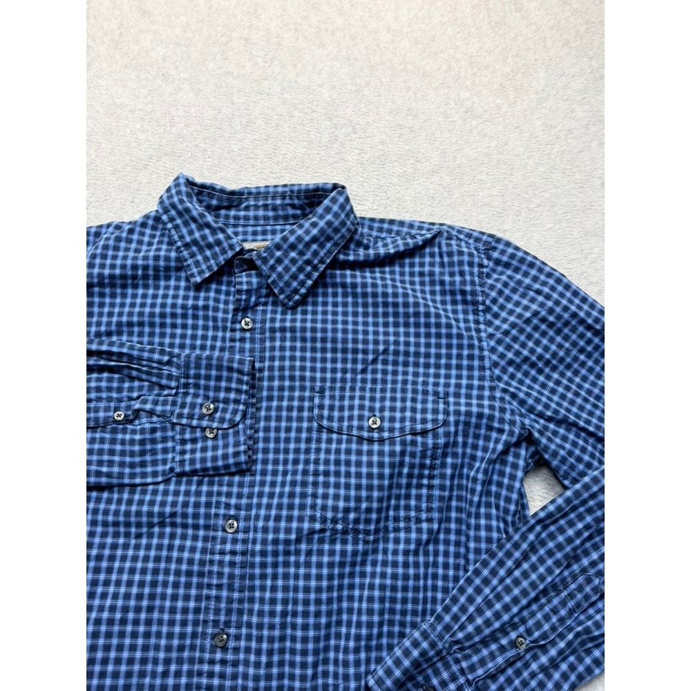 Foundry Mens Blue Gingham Plaid Long Sleeve Button Down Shirt XL 3989